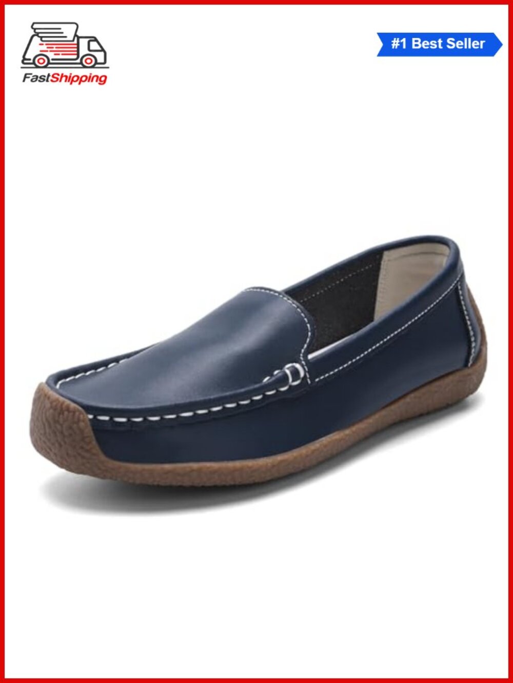 Microfiber Leather Loafers Slip-Ons Memory Foam Comfortable Work Flats